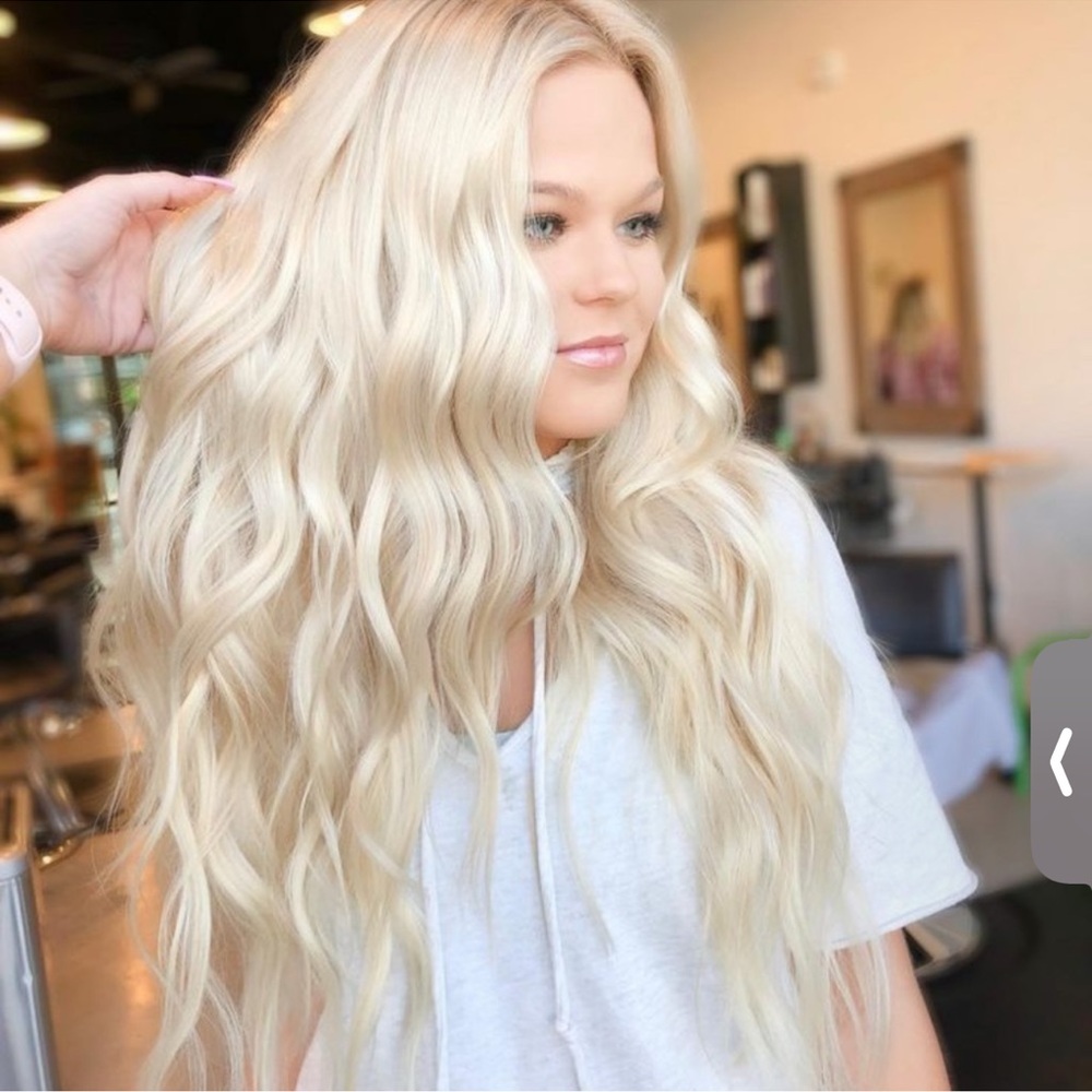 Bellami 22 inch Silk Seam Hair extensions Platinum Blonde